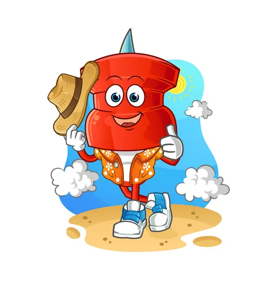 push pin head cartoon go on vacation. cartoon mascot vector