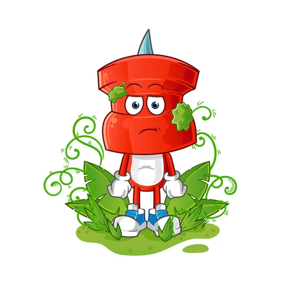 push pin head cartoon waiting too long mascot. cartoon vector