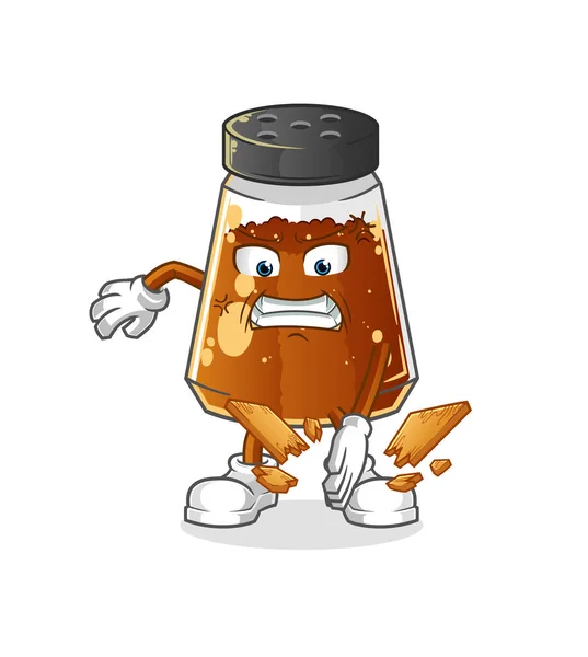 Pepper Powder Karate Mascot Cartoon Vector — ストックベクタ