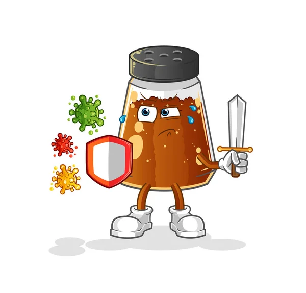 Pepper Powder Viruses Cartoon Cartoon Mascot Vector — Vetor de Stock