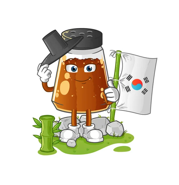 Pepper Powder Korean Character Cartoon Mascot Vector — Vector de stock