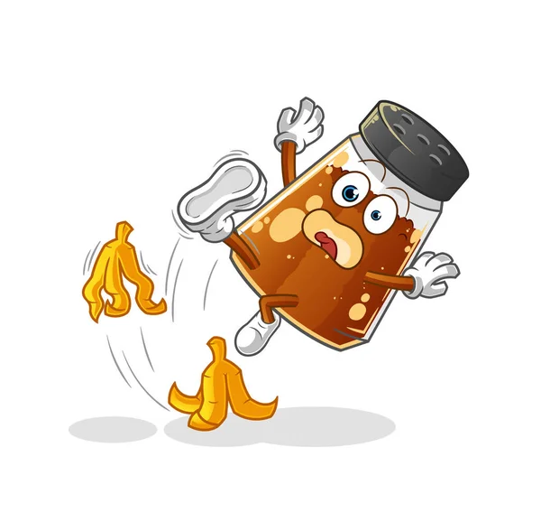 Pepper Powder Slipped Banana Cartoon Mascot Vector — Vector de stock