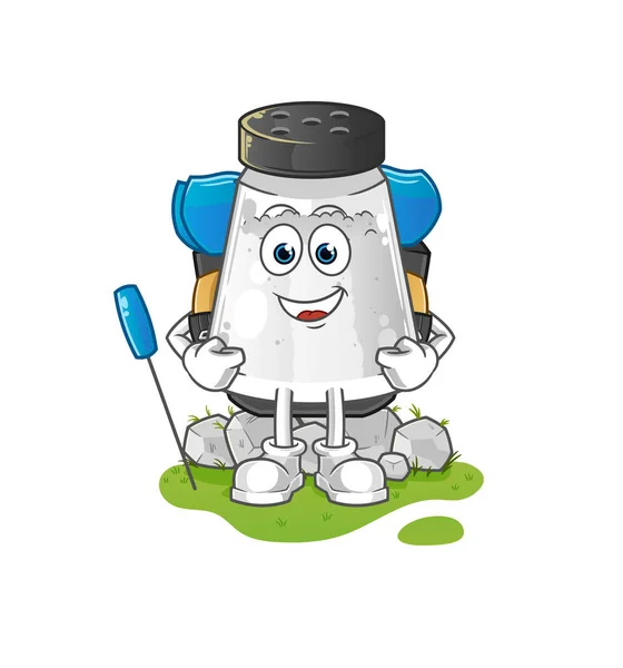 Salt Shaker Camping Mascot Cartoon Vector — Stockvektor