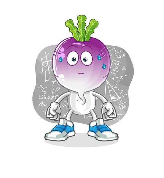 Turnip Head Cartoon Thinking Hard Vector Cartoon Character — Vector de stock