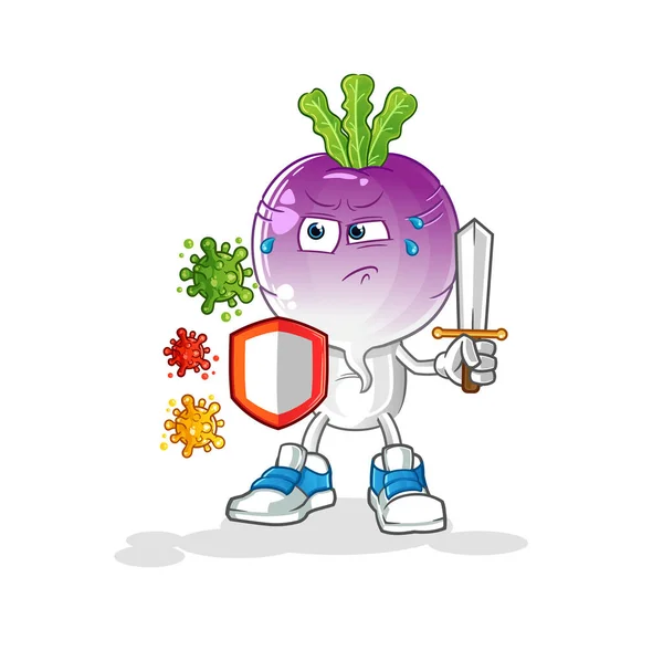 Turnip Head Cartoon Viruses Cartoon Mascot Vector — Stock Vector