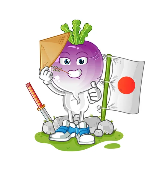 Turnip Head Cartoon Japanese Vector Cartoon Character — Stock Vector