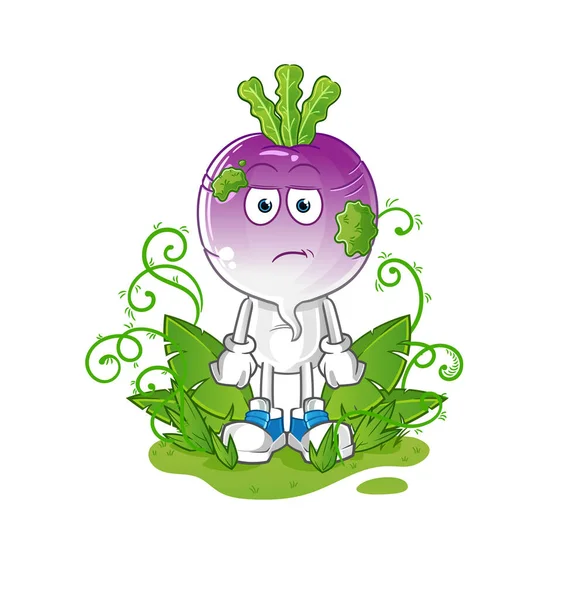 turnip head cartoon waiting too long mascot. cartoon vector