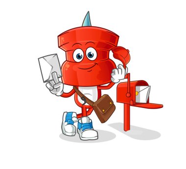 push pin head cartoon postman vector. cartoon character