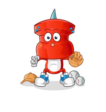 push pin head cartoon baseball Catcher. cartoon mascot vector