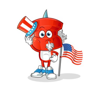 push pin head cartoon uncle sam character. cartoon mascot vector