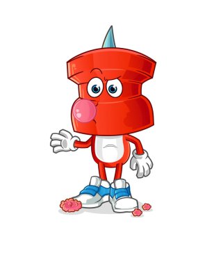 push pin head cartoon chewing gum vector. cartoon character