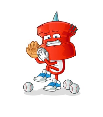 push pin head cartoon baseball pitcher. cartoon mascot vector