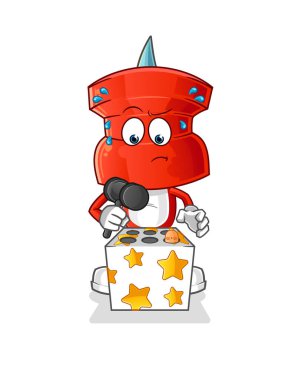 push pin head cartoon play whack a mole mascot. cartoon vector