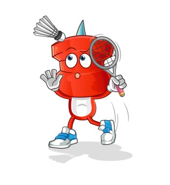 push pin head cartoon smash at badminton. cartoon mascot vector