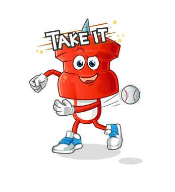 push pin head cartoon throwing baseball vector. cartoon character