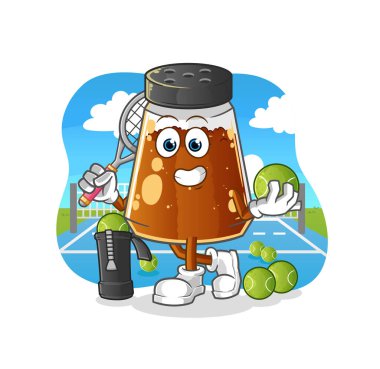 pepper powder plays tennis illustration. character vector