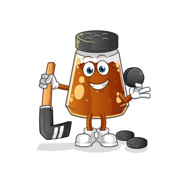 pepper powder playing hockey vector. cartoon character
