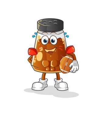 pepper powder playing rugby character. cartoon mascot vector