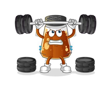 pepper powder lifting the barbell character. cartoon mascot vector
