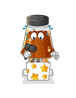 pepper powder play whack a mole mascot. cartoon vector