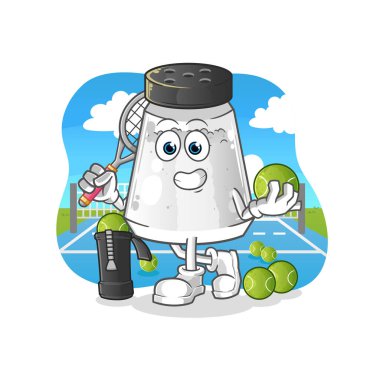 salt shaker plays tennis illustration. character vector