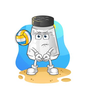 salt shaker play volleyball mascot. cartoon vector