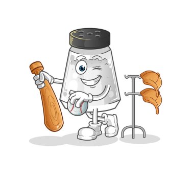 salt shaker playing baseball mascot. cartoon vector