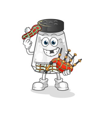 salt shaker scottish with bagpipes vector. cartoon character