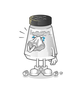 salt shaker blowing nose character. cartoon mascot vector