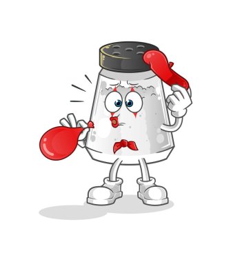 salt shaker pantomime blowing balloon. cartoon mascot vector
