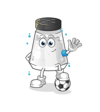 salt shaker playing soccer illustration. character vector
