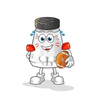 salt shaker playing rugby character. cartoon mascot vector