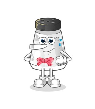 salt shaker lie like Pinocchio character. cartoon mascot vector