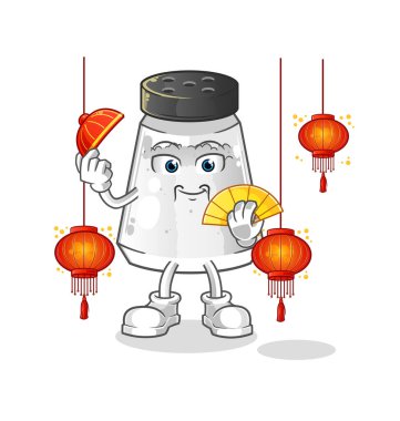 salt shaker Chinese with lanterns illustration. character vector