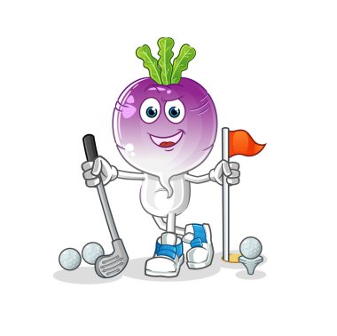 turnip head cartoon playing golf vector. cartoon character