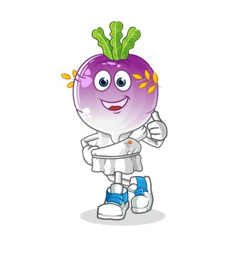 turnip head cartoon with greek clothing. cartoon mascot vector