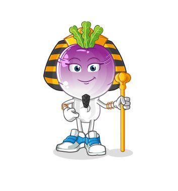 turnip head cartoon ancient egypt. cartoon mascot vector