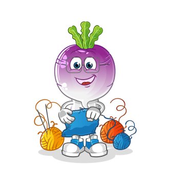 turnip head cartoon tailor mascot. cartoon vector