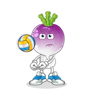turnip head cartoon play volleyball mascot. cartoon vector