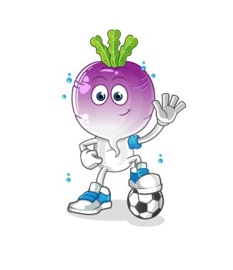 turnip head cartoon playing soccer illustration. character vector