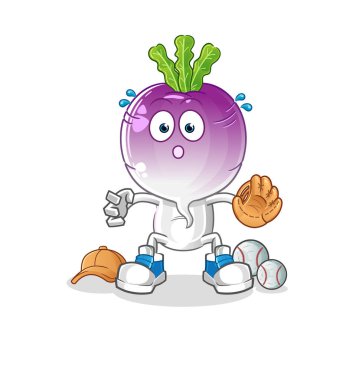 turnip head cartoon baseball Catcher. cartoon mascot vector
