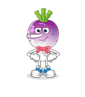 turnip head cartoon lie like Pinocchio character. cartoon vector