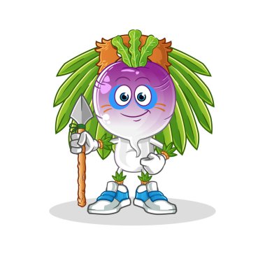 turnip head cartoon tribal man mascot. cartoon vector