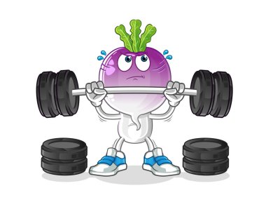 turnip head cartoon lifting the barbell character. cartoon vector