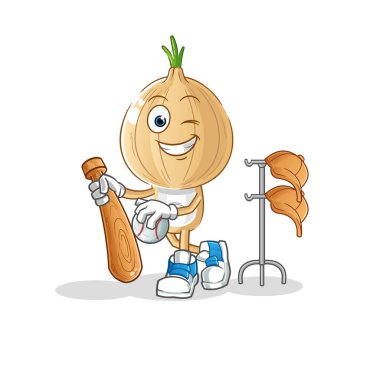garlic head cartoon playing baseball mascot. cartoon vector