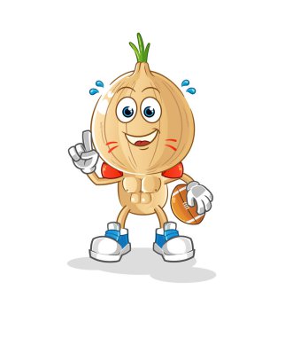 garlic head cartoon playing rugby character. cartoon vector