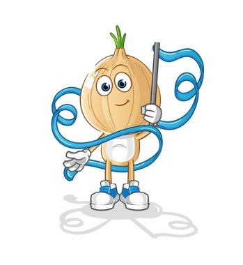 garlic head cartoon Rhythmic Gymnastics mascot. cartoon vector