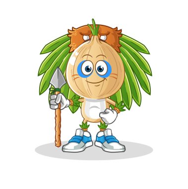 garlic head cartoon tribal man mascot. cartoon vector