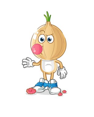 garlic head cartoon chewing gum vector. cartoon character