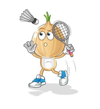 garlic head cartoon smash at badminton. cartoon mascot vector